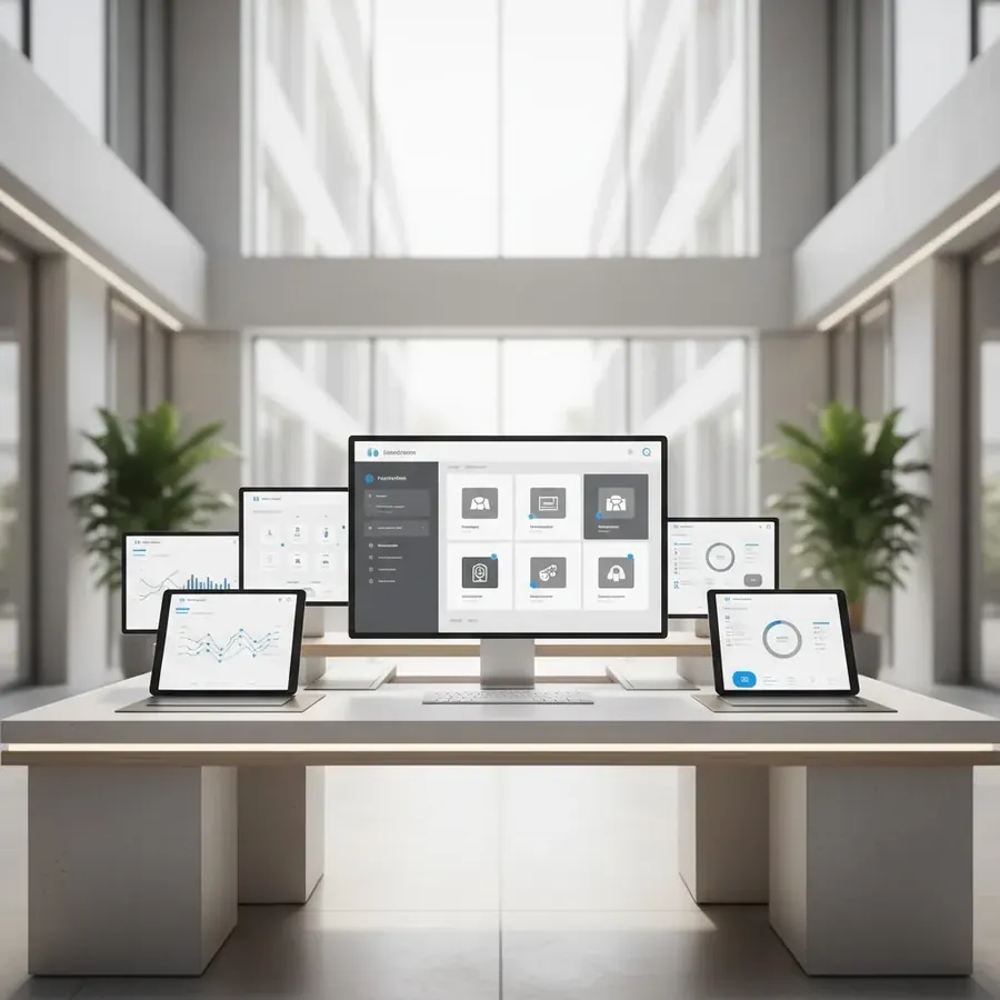 Unified business dashboards displayed across multiple devices